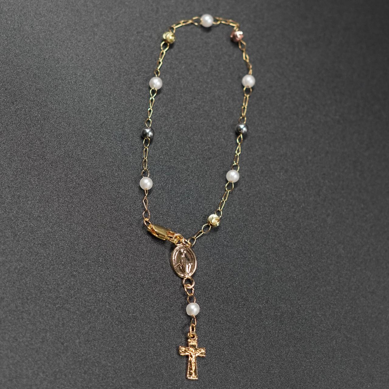 Denario Virgen perlitas y 3 oros